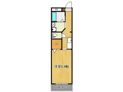 カンフィデンス三ヶ森(1K/4階)の間取り写真