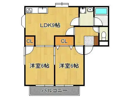 ウィンズヒル明里Ⅰ(2LDK/1階)の間取り写真