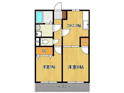 アンプルールクラージュコルザ(2DK/1階)の間取り写真