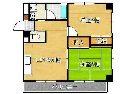 オアーゼ上の原(2LDK/7階)の間取り写真