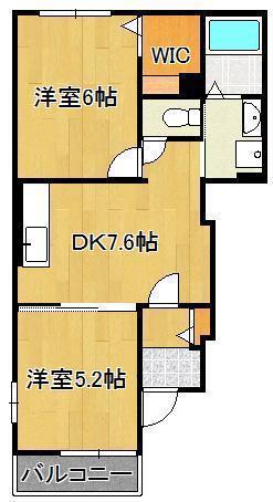 フィオーレ・遊 B(2DK/1階)の間取り写真