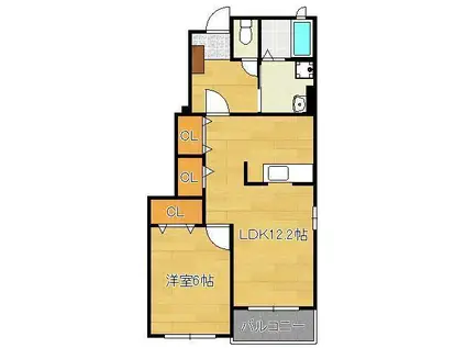 サンパティーク・メゾンC(1LDK/1階)の間取り写真