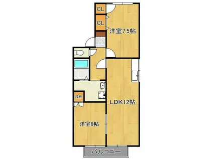 ロジェ・三ヶ森(2LDK/1階)の間取り写真