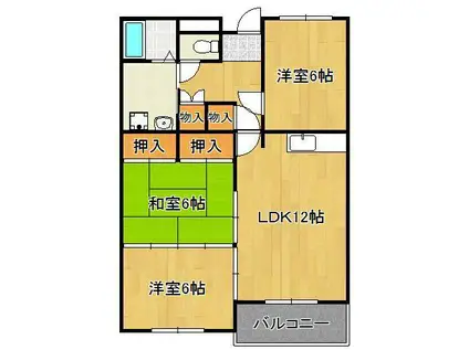 ロイヤルハイツ B(3LDK/1階)の間取り写真