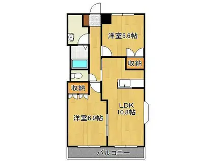 おおぞら(2LDK/2階)の間取り写真