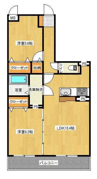 ステラ東町(2LDK/3階)の間取り写真