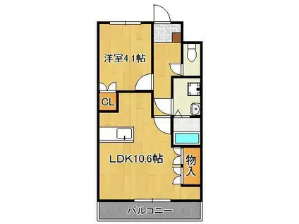 MAISON・DE・YUU(1LDK/1階)の間取り写真