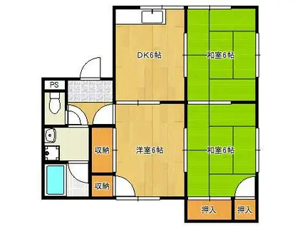 コーポ藤島(3DK/1階)の間取り写真