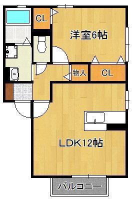 ヴァンヴェールA(1LDK/2階)の間取り写真