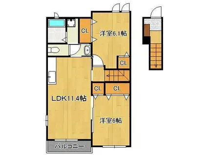 ファミーユ・H2(2LDK/2階)の間取り写真