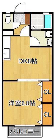 ラファールコートB(1DK/2階)の間取り写真