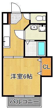 ラファールコートA(1K/1階)の間取り写真