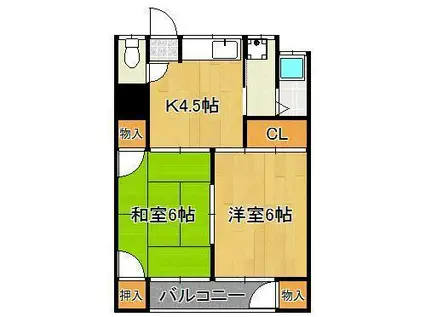 トキワビル5(2K/3階)の間取り写真