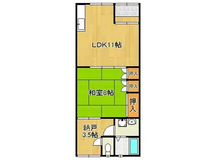 下境新中泉団地(1LDK/1階)の間取り写真