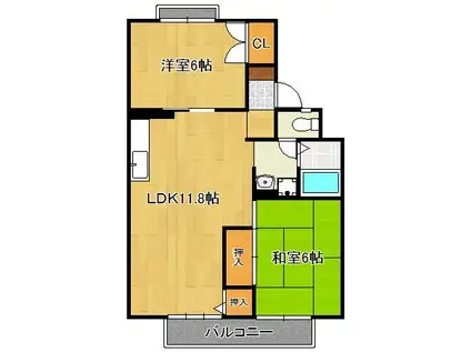 シャルム愛宕(2LDK/2階)の間取り写真