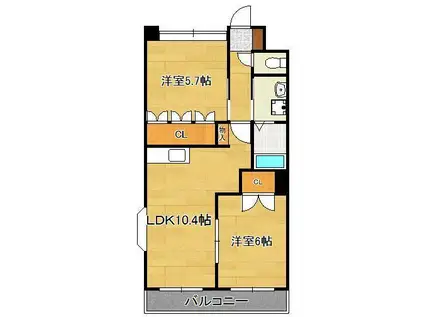 SLOW HAND壱番館(2LDK/2階)の間取り写真