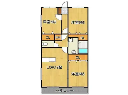 インペリアル上の原(3LDK/1階)の間取り写真