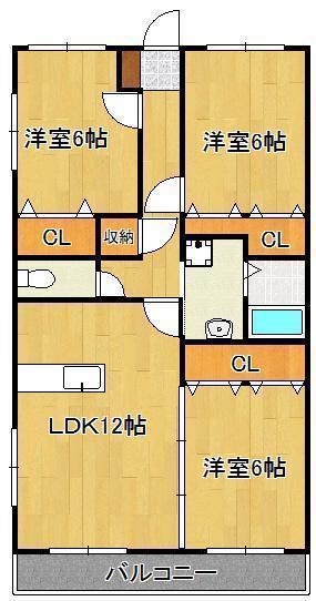 インペリアル上の原(3LDK/2階)の間取り写真