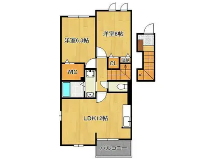 クラリオン ヒルズ(2LDK/2階)の間取り写真