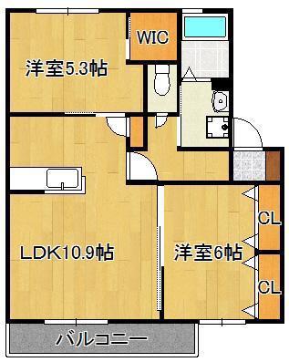 グランシャリオ(2LDK/1階)の間取り写真