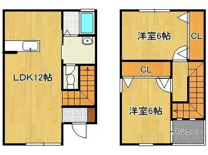 ラ・メゾン・ドゥ・アルル(2LDK/1階)の間取り写真