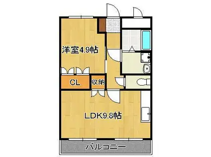 LION HIKARI(1LDK/2階)の間取り写真