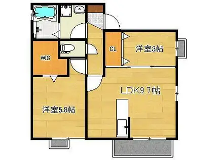 グラン・ジュデA棟(2LDK/2階)の間取り写真