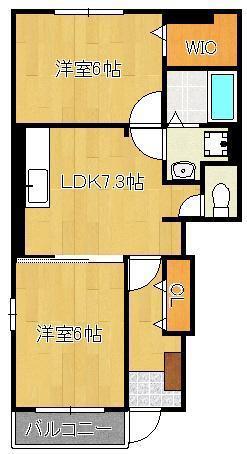 グランクリュー上の原(2DK/1階)の間取り写真