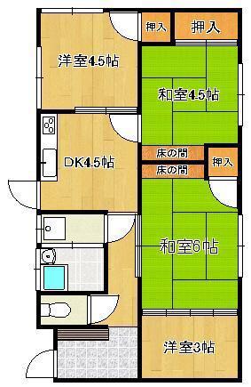 鹿児島本線 黒崎駅 徒歩41分 1階建 築56年(3DK)の間取り写真