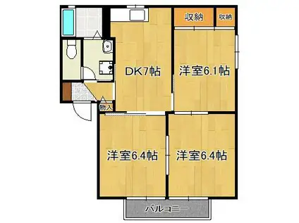 ヴィラ・サンロイヤル C棟(3DK/2階)の間取り写真