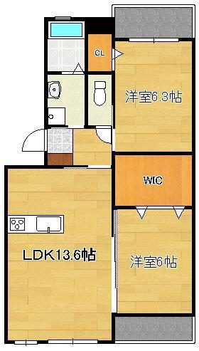 ERIOS COURT 永犬丸(2LDK/1階)の間取り写真