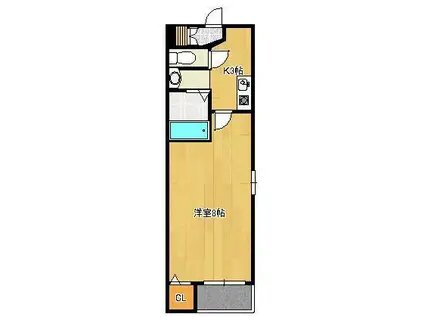 シャイン湯野原(1K/1階)の間取り写真