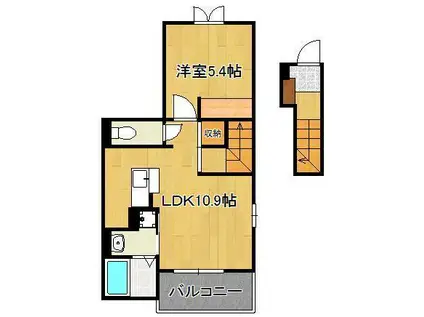 ジュネス(1LDK/2階)の間取り写真