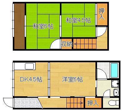 ヒルトップ香月(3DK/1階)の間取り写真