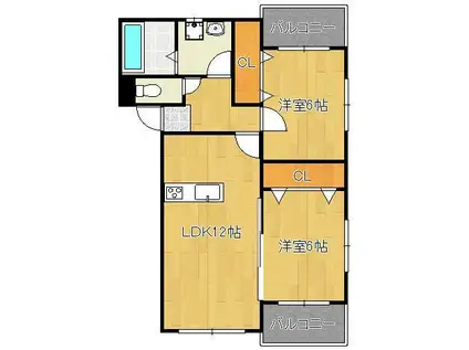 プレステージF(2LDK/2階)の間取り写真