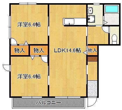 ソラーナ(2LDK/1階)の間取り写真