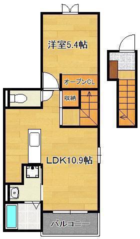 ランドコア馬場山緑(1LDK/2階)の間取り写真