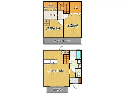 パーフン・デ・ラ・ルーンⅢ(2LDK/1階)の間取り写真