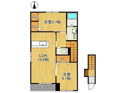 おおぞら2(2LDK/2階)の間取り写真