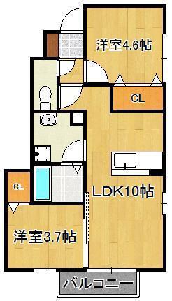 D-HOUSE B棟(2LDK/1階)の間取り写真