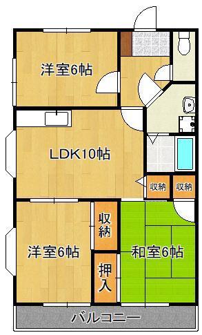 下境屋戸ハイツ(3LDK/2階)の間取り写真