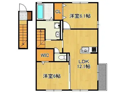 グリーンハイツ(2LDK/2階)の間取り写真