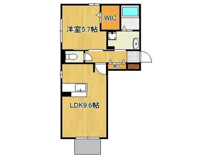 鹿児島本線 黒崎駅 バス乗車時間:13分 鉄竜バス停で下車 徒歩7分 3階建 築12年(1LDK/1階)の間取り写真