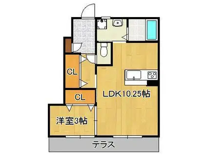 CASA DELI(1LDK/1階)の間取り写真