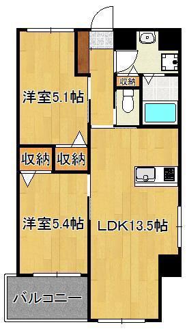 MDIフォレストガーデン三ヶ森(2LDK/6階)の間取り写真
