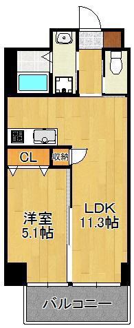 MDIフォレストガーデン三ヶ森(1LDK/7階)の間取り写真