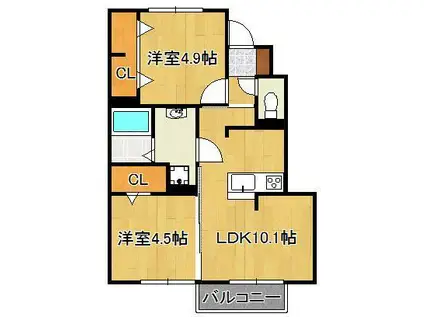 メゾンド・グロウ23(2LDK/1階)の間取り写真