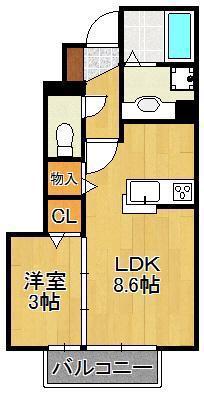 メゾンド・グロウ23(1LDK/1階)の間取り写真