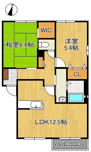 ハーティストN G棟(2LDK/1階)の間取り写真
