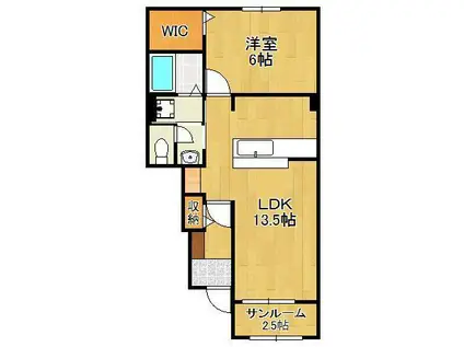 ミニヨンA(1LDK/1階)の間取り写真